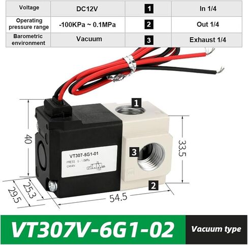 1PCS pneumatic direct-acting solenoid valve high frequency VT307-3G/4G/5G/6G/4G1/5G1-01/02 solenoid two-way vacuum valve(VT307V-6G1-02) in Saudi Arabia
