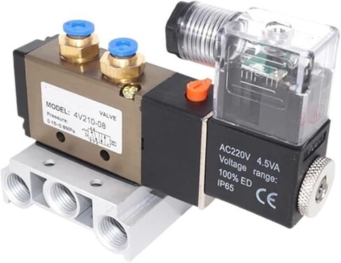 1 قطعة 4V210-08 DC24V 12V AC220V AC110V 2-position 5-way أربعة مواضع الملف اللولبي صمام الألومنيوم قاعدة الملحقات كاتم الصوت مجموعة 3 4 5 6 مواقف (7 محطات ، AC110V) in Kuwait