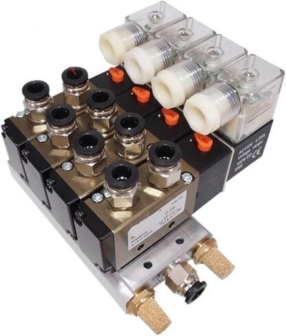 4V410-15 DC24V 12V 2-digit 5-way أربعة مواضع صمام الملف اللولبي الألومنيوم قاعدة الملحقات كاتم الصوت مجموعة 3 4 5 6 أرقام AC220V AC110V (تجهيزات DC24V 12 مم، 10 محطات) in Saudi Arabia