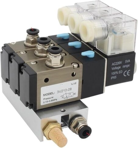 3V110-06-NO كتلة صمام الملف اللولبي مفتوحة عادة مع ملحقات كاتم الصوت قاعدة مشعب DC12v 24v AC110v 220v 3 منافذ (تركيبات DC24V 8 مم، 5 محطات) in Saudi Arabia