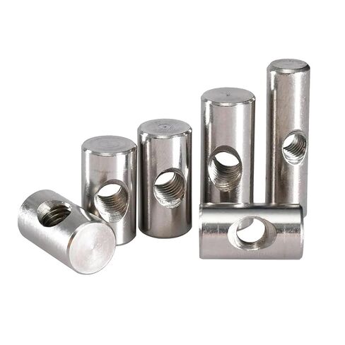 Barrel Bolts, M4 M5 M6 Barrel Bolts Cylindrical Pin Dowel Cross Hole Hammer Embedded Nut Stainless Steel(M6x18 (5Pcs)) in Kuwait