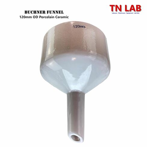 مجموعة قارورة فلتر من TN Lab Buchner، قمع سيراميك بورسلين 120 مم وقارورة مفرغة من زجاج البورسليكات ثقيلة الجدار سعة 3000 مل 3 لتر مع محول إغلاق in Saudi Arabia