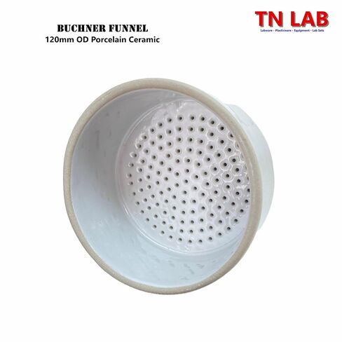 مجموعة قارورة فلتر من TN Lab Buchner، قمع سيراميك بورسلين 120 مم وقارورة مفرغة من زجاج البورسليكات ثقيلة الجدار سعة 3000 مل 3 لتر مع محول إغلاق in Saudi Arabia
