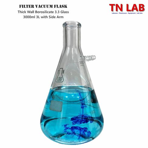 مجموعة قارورة فلتر من TN Lab Buchner، قمع سيراميك بورسلين 120 مم وقارورة مفرغة من زجاج البورسليكات ثقيلة الجدار سعة 3000 مل 3 لتر مع محول إغلاق in Saudi Arabia