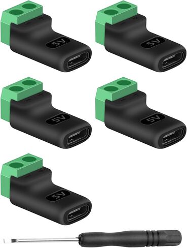 GELRHONR USB C Female to 2Pin Screw Terminal Adapter, 5V Type C to 2 Pin Solderless Converter Connector for DIY, USBC Repairment and Small Appliances, 5Pack (C Female to 2Pin) in Saudi Arabia