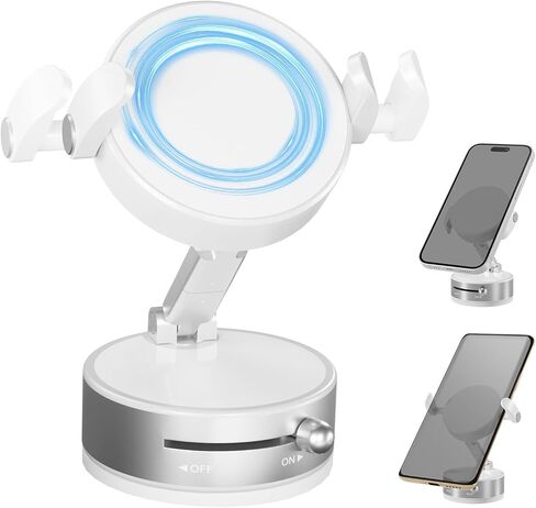 حامل هاتف مغناطيسي بنسبة 360 درجة مئوية مع المشبك ، شفط الفراغ ، حامل هاتف مغناطيسي مع حامل خلية قابلة للطي للسيارة/الصالة الرياضية/السطح الأملس ، متوافق مع Magsafe iPhone (أسود 1pcs) in Kuwait