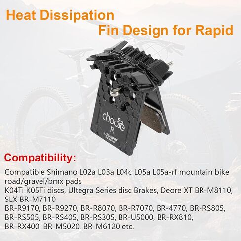 Chooee L05A-RF Disc Brake Pads,Cooling Fin Bike Brake Pads for Shimano L02A L03A L04A,2 Pair Polymetallic Bicycle Brake Pads for Shimano XTR XT SLX DEORE Brake Pad in Saudi Arabia