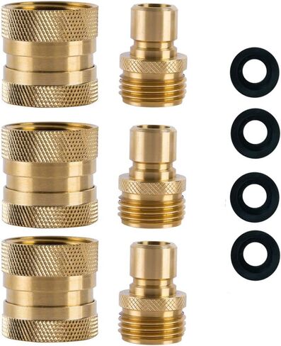 HQMPC Garden خرطوم سريع الاتصال لا PB خرطوم النحاس pb quick connect connect connect recly tertings connectors water hose 3/4 "ght (4sets) in Kuwait