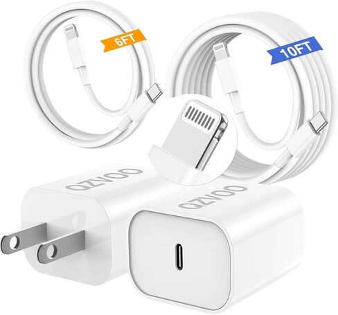 (6ft+10ft) iPhone Charger Fast Charging for iPhone 14 13 12 Fast Charger,20W USB C Wall Charger with Type C to Lightning Cord for i Phone 13/14/12 Pro Max Plus/11,iPad-2Pack in Kuwait