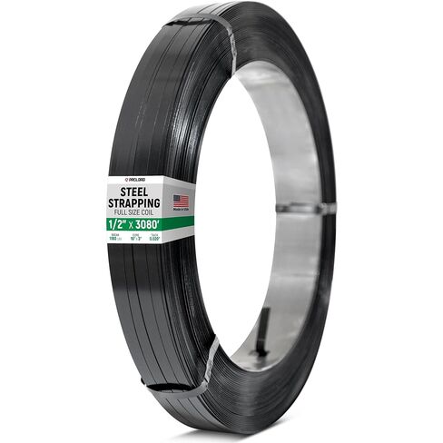 1/2" x 3080' Heavy-Duty Steel Strapping, 0.020" Thick, 1180 Lbs Break Strength, 16" x 3" Core - Pallet Metal Banding with Superior Cut-Resistance - Approved for UPS, Railroad Shipments in Saudi Arabia