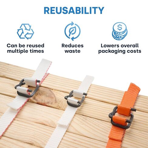 ESK Packaging® مشبك ربط 3/4 بوصة - أبازيم سلكية مطلية بالفوسفات ذاتية الغلق وقابلة لإعادة الاستخدام لربط الحبل، مشبك معدني 100/علبة in Kuwait