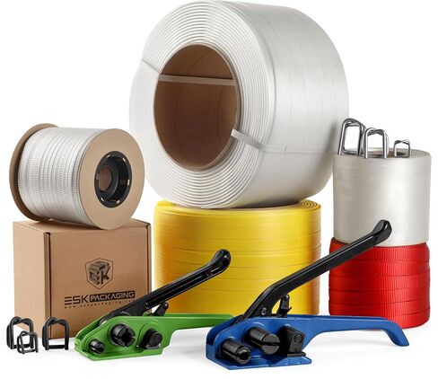 ESK Packaging® مشبك ربط 3/4 بوصة - أبازيم سلكية مطلية بالفوسفات ذاتية الغلق وقابلة لإعادة الاستخدام لربط الحبل، مشبك معدني 100/علبة in Kuwait