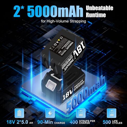 SWANSOFT Electric Strapping Tool with 2 * 18V 5Ah, Electric Strapping Machine for 0.51" - 0.63" PP PET Straps Banding Strapping Tool for Packaging Box Pallet in Kuwait