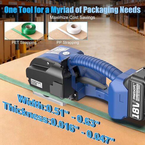 SWANSOFT Electric Strapping Tool with 2 * 18V 5Ah, Electric Strapping Machine for 0.51" - 0.63" PP PET Straps Banding Strapping Tool for Packaging Box Pallet in Kuwait