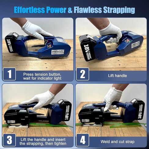 SWANSOFT Electric Strapping Tool with 2 * 18V 5Ah, Electric Strapping Machine for 0.51" - 0.63" PP PET Straps Banding Strapping Tool for Packaging Box Pallet in Kuwait