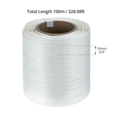 QWORK Woven Cord Strapping Kit - 3/4" x 330' Heavy Duty Polyethylene Braided Rope Strap Roll with 50 Metal Wire Buckles, 2200 lbs Break Strength, for Securing Heavyweight Loads in Saudi Arabia