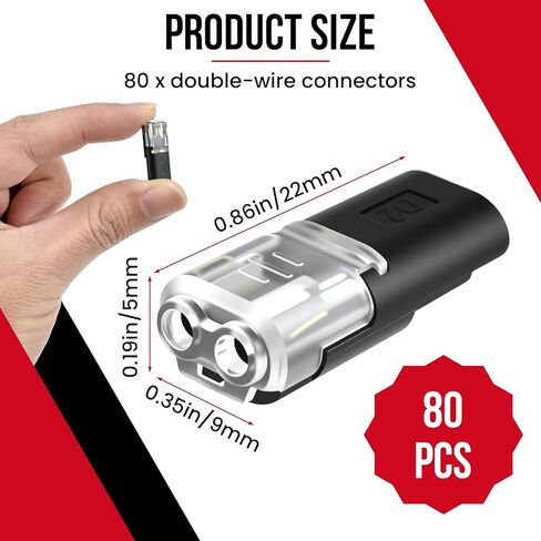 Aifeier ET 80 Pcs Double-Wire Plug-in Connector | Low Voltage Wire Connector | Quick Clip Fasteners with Locking Buckle | Led Light Strip Connectors 2 Pin | No Wire Stripping Cutting in Saudi Arabia