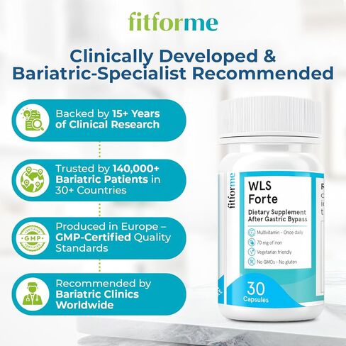 FitForMe Bariatric Multivitamin with Iron, Tailored for Gastric Bypass Surgery – One-a-Day Capsule, 30-Day Supply, Easy-to-Swallow WLS Forte Capsule, Scientifically Formulated – for Men & Women in Saudi Arabia
