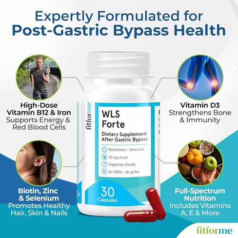 FitForMe Bariatric Multivitamin with Iron, Tailored for Gastric Bypass Surgery – One-a-Day Capsule, 30-Day Supply, Easy-to-Swallow WLS Forte Capsule, Scientifically Formulated – for Men & Women in Saudi Arabia