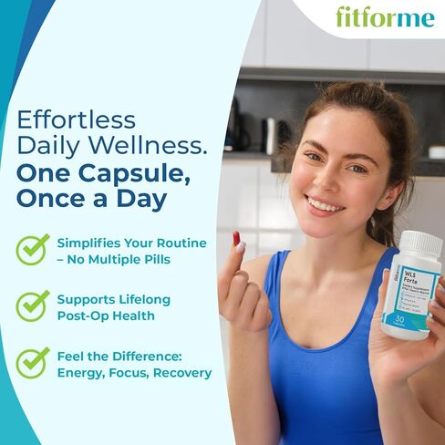 FitForMe Bariatric Multivitamin with Iron, Tailored for Gastric Bypass Surgery – One-a-Day Capsule, 30-Day Supply, Easy-to-Swallow WLS Forte Capsule, Scientifically Formulated – for Men & Women in Saudi Arabia