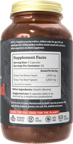 MK Supplements IRONCLAD | Beef Spleen & Bison Heart Capsules | ~58% DV Heme Iron + CoQ10 | No GI Distress | Freeze-Dried | 150 Capsules in Kuwait