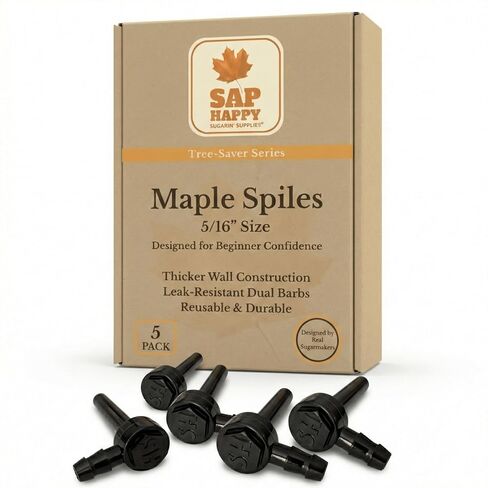 SAP HAPPY Maple Sap Spiles (25 Count) — 5/16" Tree Saver Taps for Maple Trees, Food-Grade Polymer with Friction-Fit Seal | Reusable Ecolo Tapping Spouts, Connects to 5/16" Tubing in Saudi Arabia