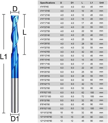 CNC Spiral Router Bits 3.175/4/6/8/10/12mm Shank 2 Flute CNC Router Bit Solid Carbide End Mill for Wood Cut Carving in Saudi Arabia