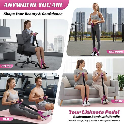 حزام مقاومة دواسات متعدد الوظائف مطور من HOXWC مع مقبض، أشرطة مقاومة سميكة 50 رطلاً للعضلات الأساسية/ABS، الذراع، الخصر، البطن، تمرين الساق، معدات تمارين الجلوس المحمولة للنساء in Kuwait