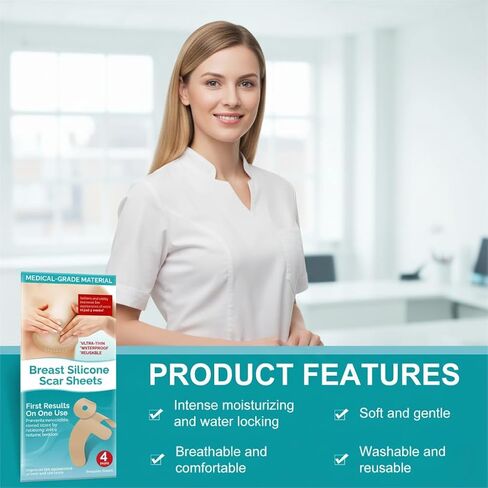 Silicone Scar Sheets - 8-Pack Medical Grade & Reusable Breast Scar Tape for Surgery Recovery, Waterproof & Breathable Professional Scar Treatment in Kuwait