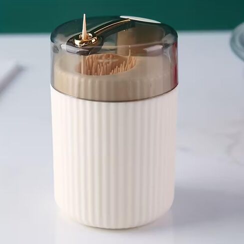 Button-Activated Self-Dispensing Toothpick Holder, No-Touch Dispenser, Sturdy Plastic Storage Container for Toothpicks, Random Color in Saudi Arabia