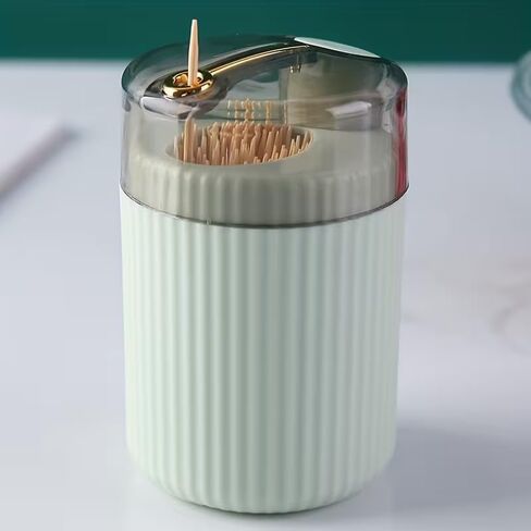 Button-Activated Self-Dispensing Toothpick Holder, No-Touch Dispenser, Sturdy Plastic Storage Container for Toothpicks, Random Color in Saudi Arabia
