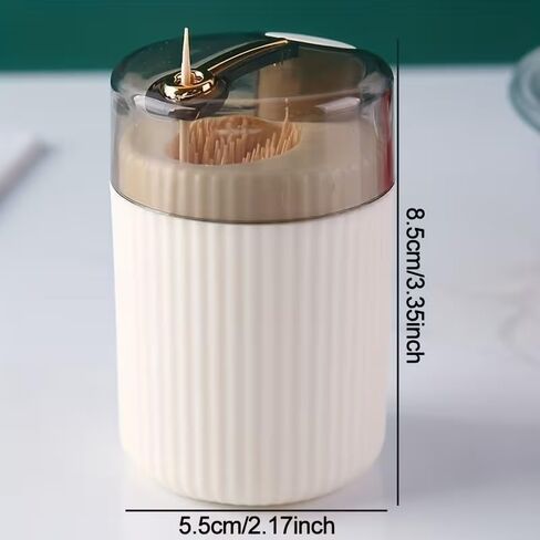 Button-Activated Self-Dispensing Toothpick Holder, No-Touch Dispenser, Sturdy Plastic Storage Container for Toothpicks, Random Color in Saudi Arabia