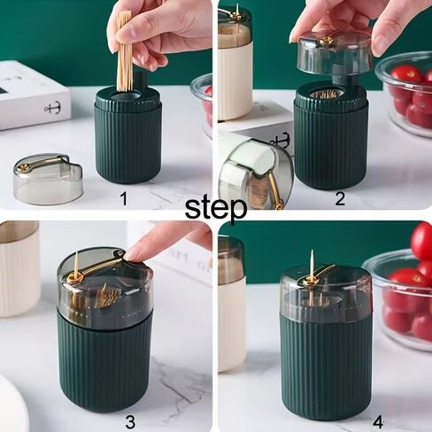 Button-Activated Self-Dispensing Toothpick Holder, No-Touch Dispenser, Sturdy Plastic Storage Container for Toothpicks, Random Color in Saudi Arabia