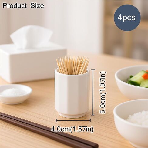 4Packs Ceramic Toothpick Dispenser without Lid Porcelain Toothpick Holder White Octagonal Toothpick Cup Small Table Organizer for Kitchen, Dining Table, or Coffee Bar in Kuwait