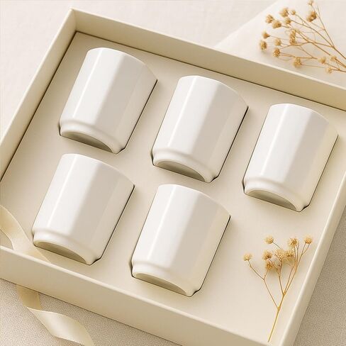 4Packs Ceramic Toothpick Dispenser without Lid Porcelain Toothpick Holder White Octagonal Toothpick Cup Small Table Organizer for Kitchen, Dining Table, or Coffee Bar in Kuwait