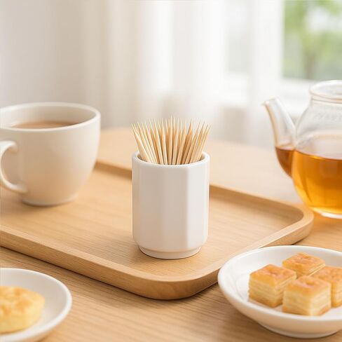 4Packs Ceramic Toothpick Dispenser without Lid Porcelain Toothpick Holder White Octagonal Toothpick Cup Small Table Organizer for Kitchen, Dining Table, or Coffee Bar in Kuwait