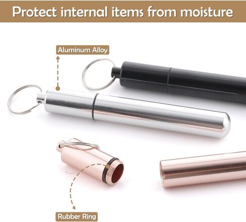 4 Pack 5 Inch Metal Tube, Waterproof Storage Tube, with Cleaning Brush Aluminum Metal Storage Container Storage Tube Holder, Portable Toothpick Holder for Travel Outdoors Portable Fit in Pocket Purse in Kuwait