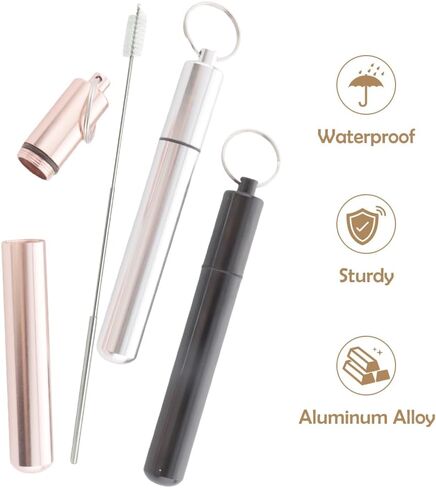 4 Pack 5 Inch Metal Tube, Waterproof Storage Tube, with Cleaning Brush Aluminum Metal Storage Container Storage Tube Holder, Portable Toothpick Holder for Travel Outdoors Portable Fit in Pocket Purse in Kuwait