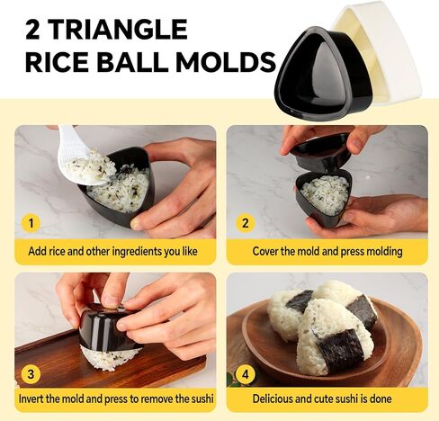 7-Piece Complete Kit, Musubi Press Mold Kit, Includes 2 Musubi Makers, 2 Onigiri Molds, 2 Rice Paddles, Temaki Roller & Luncheon Meat Slicer – Easy to Clean, Dishwasher Safe in Saudi Arabia