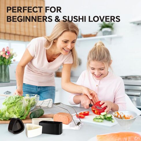 7-Piece Complete Kit, Musubi Press Mold Kit, Includes 2 Musubi Makers, 2 Onigiri Molds, 2 Rice Paddles, Temaki Roller & Luncheon Meat Slicer – Easy to Clean, Dishwasher Safe in Saudi Arabia