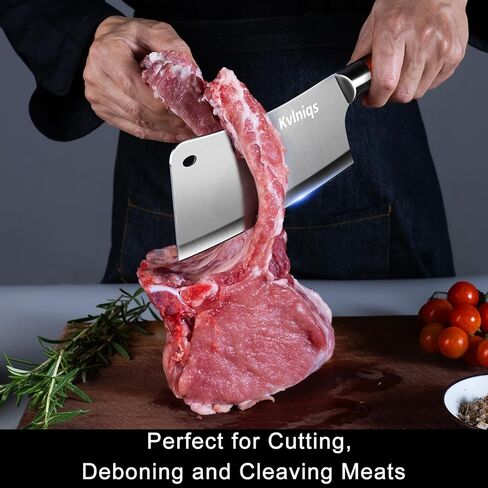 ساطور اللحوم بسكين جزار مقاس 7 بوصة، مفرمة عظام شديدة التحمل، سكين تقطيع المطبخ متعدد الأغراض، شفرة احترافية من الفولاذ المقاوم للصدأ عالي الكربون مع مقبض مريح مانع للانزلاق in Kuwait