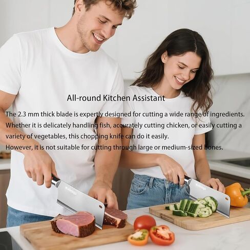 ساطور اللحوم بسكين جزار مقاس 7 بوصة، مفرمة عظام شديدة التحمل، سكين تقطيع المطبخ متعدد الأغراض، شفرة احترافية من الفولاذ المقاوم للصدأ عالي الكربون مع مقبض مريح مانع للانزلاق in Kuwait