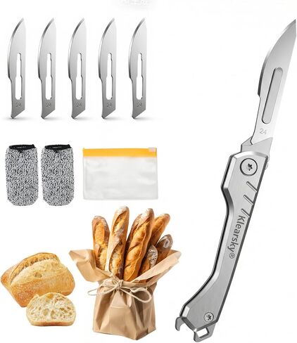 نموذج جديد لعام 2026 من الخبز الفاخر - أداة احترافية قابلة للطي لتسجيل العجين مع شفرات من الفولاذ الكربوني الآمن غذائيًا، و5 شفرات بديلة إضافية، وتصميم آمن ومقبض محكم in Kuwait