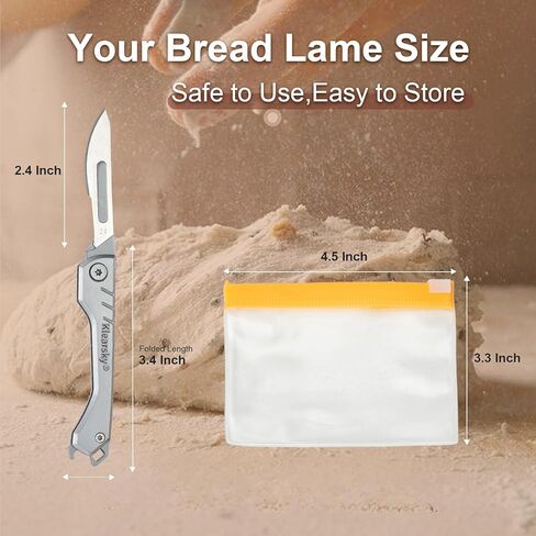 نموذج جديد لعام 2026 من الخبز الفاخر - أداة احترافية قابلة للطي لتسجيل العجين مع شفرات من الفولاذ الكربوني الآمن غذائيًا، و5 شفرات بديلة إضافية، وتصميم آمن ومقبض محكم in Kuwait