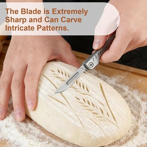 نموذج جديد لعام 2026 من الخبز الفاخر - أداة احترافية قابلة للطي لتسجيل العجين مع شفرات من الفولاذ الكربوني الآمن غذائيًا، و5 شفرات بديلة إضافية، وتصميم آمن ومقبض محكم in Kuwait