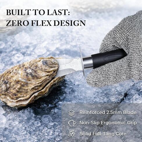 مجموعة سكاكين تقشير المحار - 2 سكين تقشير المحار من الفولاذ المقاوم للصدأ وسكين تقشير المحار مع غمد PVC وقفازات مقاومة للقطع ومجموعة أدوات تقشير المحار لجميع أنواع الأصداف والمحار وسرطان البحر in Kuwait