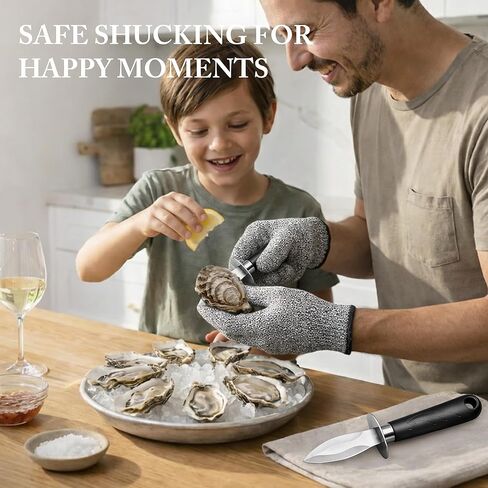 مجموعة سكاكين تقشير المحار - 2 سكين تقشير المحار من الفولاذ المقاوم للصدأ وسكين تقشير المحار مع غمد PVC وقفازات مقاومة للقطع ومجموعة أدوات تقشير المحار لجميع أنواع الأصداف والمحار وسرطان البحر in Kuwait