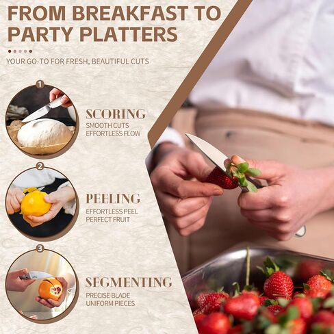 سكين التقشير Huusk حاد للغاية، سكين مطبخ صغير مقاس 3.5 بوصة مع مقبض مريح باللون الأبيض العاجي وسكاكين الفاكهة لتقشير القطع هدية هدية للرجال والنساء in Kuwait