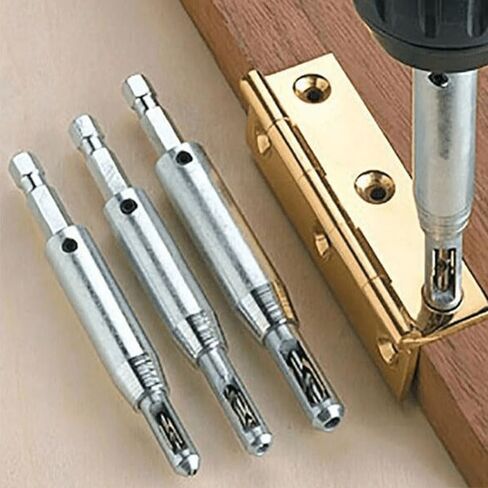 3PCS Self Centering Hinge Drill Bit Set High-Speed Steel HSS Hex Shank, Precision Positioning for Door Window Woodworking, Silver in Saudi Arabia