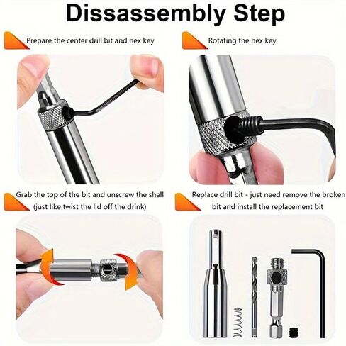 3PCS Self Centering Hinge Drill Bit Set High-Speed Steel HSS Hex Shank, Precision Positioning for Door Window Woodworking, Silver in Saudi Arabia